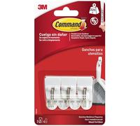 Command Ganchos de Alambre Pequeños, Blancos - 3 Ganchos y 4 Tiras Adhesivas para Interior - Organiza sin Dejar Marcas