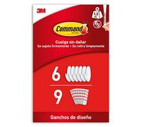 Command Ganchos de Diseño Medianos, Blanco - 6 Ganchos y 9 Tiras Medianas para Interior - Organizar sin Dejar Marcas