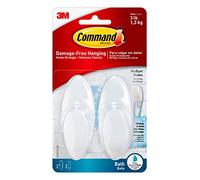 Command BATH18-ES - Gancho de baño mediano con 2 tiras, 2 ganchos de Command