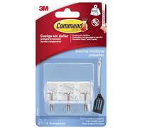 3M Ganchos para colgar Command 17067CLR - 3 transparentes con punta metálica y 4 tiras adhesivas