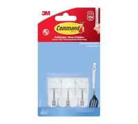 Command Ganchos para colgar, 3 ganchos transparentes con puntas de metal, 4 tiras adhesivas, organizan sin agujeros ni perforaciones