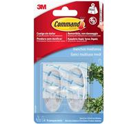 Command Ganchos Transparentes Medianos - 2 Ganchos y 4 Tiras Adhesivas - Para Colgar Luces y otros Adornos Sin Dejar Marcas y Sin Taladrar, Hasta 900g