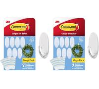 Command Ganchos transparentes medianos con tiras transparentes, paquete múltiple de 7 ganchos + 10 tiras adhesivas, uso en interiores, aptos para colgar artículos de hasta 900 g, colgar sin daños