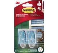 Command Ganchos Transparentes Medianos para Exteriores - 2 Ganchos y 4 Tiras Adhesivas - Decora sin Dejar Marcas, Agujeros ni Residuos Pegajosos