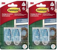 Command Ganchos Transparentes Medianos para Exteriores - 2 Ganchos y 4 Tiras Adhesivas - Para Colgar Luces y otros Adornos de Navidad Sin Dejar Marcas y Sin Taladrar, Hasta 900g (Paquete de 2)