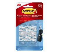 Command Mini Ganchos Transparentes - Pack de 6 Ganchos Pequeños y 8 Tiras Adhesivas - Organizar Sin Dejar Marcas y Sin Taladrar
