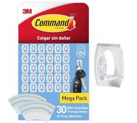 Command Mini Ganchos Transparentes - Pack Económico de 30 Ganchos Pequeños y 32 Tiras Adhesivas - Organizar Sin Dejar Marcas y Sin Taladrar