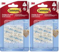 Command Mini Ganchos Transparentes para Colgar Decoración de Navidad y Luces Led - 6 Ganchos y 8 Tiras Adhesivas - Organizar Sin Dejar Marcas y Sin Taladrar (Paquete de 2)