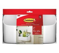 Command Organizador grande de 10 libras con 4 tiras, 25.2 cm x 8.6 cm x 13.1 cm, resistente para colgar sin daños para organizar suministros de limpieza, armario y despensa, color blanco