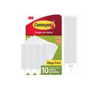 Command pack de 20 tiras adhesivas para colgar cuadros - 10 pares xl - blanco