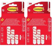 Command Tiras Adhesivas de Repuesto - 8 Pequeñas, 4 Medianas y 4 Grandes - Uso General, Paquete Ahorro, Organiza sin Dejar Marcas ni Taladro (Paquete de 2)