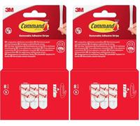 Command Tiras Adhesivas de Repuesto - 8 Tiras Adhesivas Pequeñas (S) - Uso General, Organiza sin Dejar Marcas ni Usar Taladro (Paquete de 2)