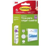 Command Tiras Adhesivas para Colgar Cuadros, Color Blanco, Tamaño Mediano, 4 Pares (8 Tiras) - Para Marcos, Espejos y Otros Adornos - Soporta hasta 5 kg - Para Colgar sin Agujeros ni Taladro