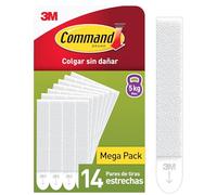 Command Tiras Adhesivas para Colgar Cuadros con Marco Estrecho, Pack de 14 x 2 Tiras Blancas Estrechas - Colgar Sin Agujeros y Sin Taladrar
