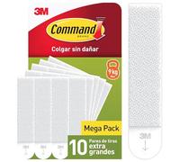 Command Tiras Adhesivas para Colgar Cuadros XL, Blancas, 10 Pares de Tiras Adhesivas Extragrandes, Para Marcos, Espejos y otros Adornos, Hasta 9 kg, Colgar Sin Agujeros y Sin Taladrar