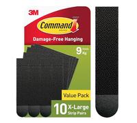 Command Tiras Adhesivas para Colgar Cuadros XL, Color Negro, 10 Pares de Tiras Adhesivas Extragrandes, Para Marcos, Espejos y otros Adornos, Hasta 9 kg, Colgar Sin Agujeros y Sin Taladrar