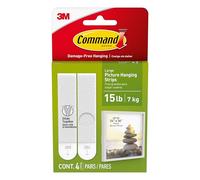 Command Tiras grandes para colgar cuadros, tiras adhesivas, blancas, para colgar sin dañar, para cuadros, marcos y espejos, decoración de pared y letreros, con capacidad para hasta 7,2 kg, 8 unidades (paquete de 1)