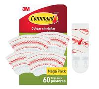 Command Tiras para Póster, 60 Tiras Adhesivas Blancas, Tamaño Pequeño - Para Colgar Pósteres, Calendarios o Fotos sin Marco