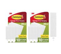 Command Tiras pesadas XL de 20 libras para colgar cuadros, 20 pares (40 tiras), colgadores de cuadros colgantes sin daños, resistentes, ideales para decoración del hogar, adhesivo blanco