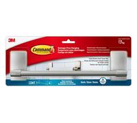 Command Toallero de Baño, Niquel Satinado, Estándar - Toallero de Pared Adhesivo sin Taladro, 30cm - Instalación Fácil sin Dañar Paredes