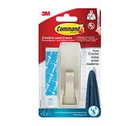 Command WMR03BN - Ganchos metálicos (resistentes al agua, tamaño L, hasta 2,3 kg de capacidad de carga, cuadrados, 1 gancho + 2 tiras), color cromado