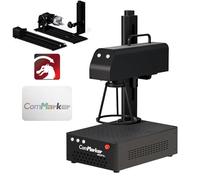 ComMarker Grabador láser de fibra, B4 30W JPT Mopa Color Máquina de grabado láser con R5 giratorio, soporte LightBurn, computadora de mano, cortador láser para metal, acero inoxidable, joyería, plata