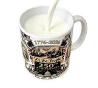 Commemorative 250th Birthday Mug Tea Coffee Cup - Ceramic Drinkware for Milestone Celebration | Decorative Print with Sturdy Handle for Hot Drinks Souvenir Keepsake Party Gift and Daily Use 3.5x3.1 in