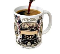 Commemorative Birthday Cup - 250th Ceramic Mug, Coffee Drinkware, 1776-2026 Design, Sturdy Kitchen Accessory | Home Office Farmhouse Apartment Cafe Hotel Living Room Gift for Morning