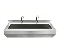Commercial Stainless Steel Utility Sink Multi-Station Hand Wash Trough | Heavy Duty Service Sink with Drain Kit and Faucets, Wall Mount Hidden Hook, Large Laundry Sink Basin