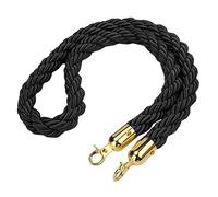 Commercial VIP Queue Barrier Rope/Hanging Crowd Control Rope,Hemp Heavy-Duty Twisted Stanchion Rope, for Bank Hotel Hospital(Black,2m/6.6ft/79inch)