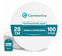 Commerline 100 bases para tartas, 28 cm de diámetro, redondas, blancas, aptas para alimentos, cartón para cakeboard, desechables, para tartas y tartas