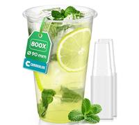Commerline Vasos de Plástico 800 Unidades 0,4 L | Vasos Desechables | Transparentes | Fiestas | Agua | Servir