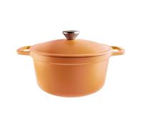 Commichef Cacerola ligera de hierro fundido, 22 cm, 3 l, rojo terracota: olla holandesa con tapa para cocinar y hornear pan, sartén esmaltada, olla para guisos compatible con placas de inducción
