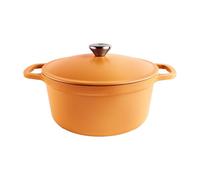 Commichef Cacerola ligera de hierro fundido, 24 cm, 3,5 l, rojo terracota: olla holandesa con tapa para cocinar y hornear pan, sartén esmaltada, olla para guisos compatible con placas de inducción