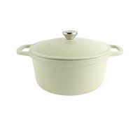 Commichef Cacerola ligera de hierro fundido, 26 cm, 4,5 l, verde: olla holandesa con tapa para cocinar y hornear pan, sartén esmaltada, olla para guisos compatible con placas de inducción