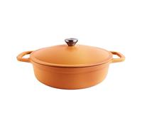 Commichef Cacerola ligera de hierro fundido, 28 cm, 3 l, rojo terracota: olla holandesa con tapa para cocinar y hornear pan, sartén esmaltada, olla para guisos compatible con placas de inducción