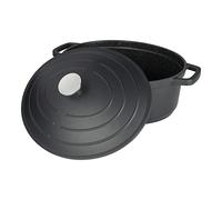 Commichef Cacerola Ovalada, Cazuela, Negra, Aluminio Fundido, 32cm Diámetro, Capacidad de 5,8 Litros, Con Tapa, Apta Para Hornos y Placas de Cocción, XO-632BK