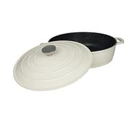Commichef Cacerola Poco Profunda, Crema, Aluminio Fundido, Con Tapa, 28 cm de Diámetro, 4,5 Litros de Capacidad, Apta Para el Horno y Placas de Cocción, XR-L28CR