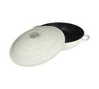 Commichef Cacerola Poco Profunda, Crema, Aluminio Fundido, Con Tapa, 32 cm de Diámetro, 4,5 Litros de Capacidad, Apta Para el Horno y Placas de Cocción, XR-L32CR