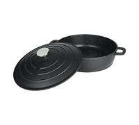 Commichef Cacerola Poco Profunda, Negra, Aluminio Fundido, Con Tapa, 28 cm de Diámetro, 4,5 Litros de Capacidad, Apta Para el Horno y Placas de Cocción, XR-L28BK
