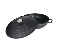 Commichef Cacerola Poco Profunda, Negra, Aluminio Fundido, Con Tapa, 32 cm de Diámetro, 4,5 Litros de Capacidad, Apta Para el Horno y Placas de Cocción, XR-L32BK