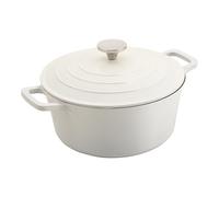 Commichef Cacerola Redonda, Cazuela, Crema, 24cm Diámetro, Aluminio Fundido, Con Tapa, Apta Para Hornos y Placas de Cocción, XR-724CR