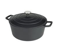 Commichef Cacerola Redonda, Cazuela, Negra, 20cm Diámetro, Aluminio Fundido, Con Tapa, Apta Para Hornos y Placas de Cocción, XR-720BK