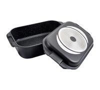 Commichef Plato Para Asar Con Tapa De Sartén De Doble Uso, Fuente Para Horno, Aluminio Fundido, Apto Para el Horno y Todos Tipos de Placas de Cocción, 34 x 24 cm, XRST-3424BK