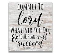 Commit To The Lord Wall Art, Rustic Proverbs 16:3 Christian Decor for Bible Study Room Church Office(Unframed,08x12inch(20x30cm))