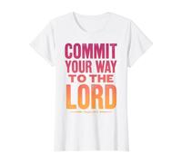 Commit Your Way To The Lord Salmo 37:5 Versículo de la Biblia Camiseta gráfica económica, Mujer, Blanco, L