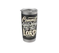 Commit Your Way To The Lord Salmo 37:5 Versículo de la Biblia Vaso térmico de acero inoxidable de doble pared