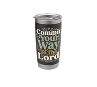 Commit Your Way To The Lord Salmo 37:5 Versículo de la Biblia Vaso térmico de acero inoxidable de doble pared