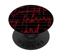 Committed To My Library Card Relationship Status Single Read PopSockets PopGrip Adhesivo