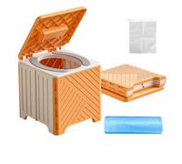 Commode Chair - 15.5x14.5 Inch Travel Seat for Seniors, Waterproof Padded with Reinforced Legs, Mobile Sanitation Pot for Construction Site Van Life Music Festival